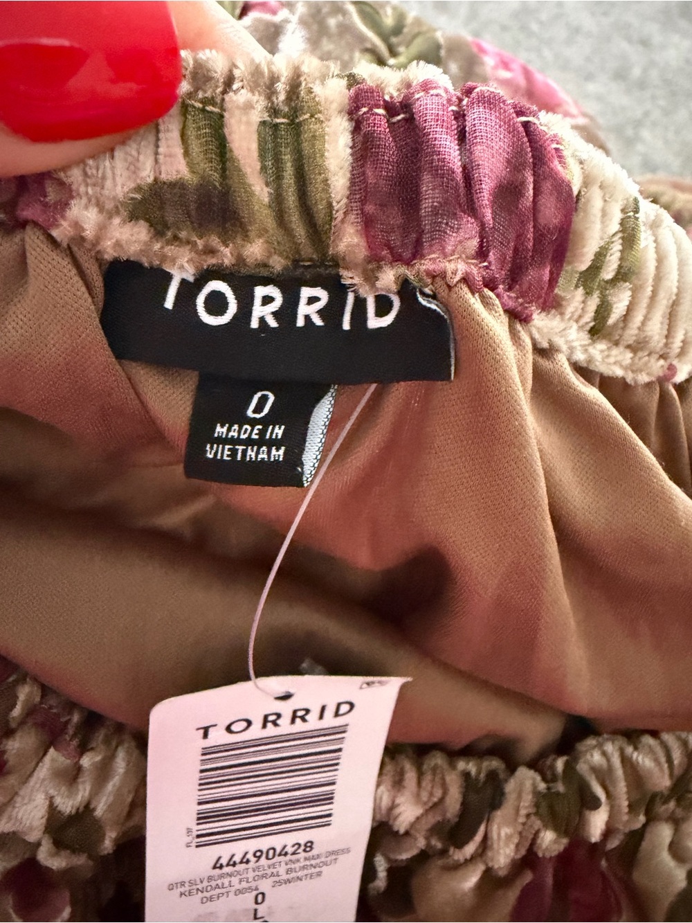Torrid Gold and Pink Velvet Floral Puff-Sleeve Midi Dress - Picture 7 of 10